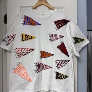 SEC College Pennant Patch Graphic Tee - White